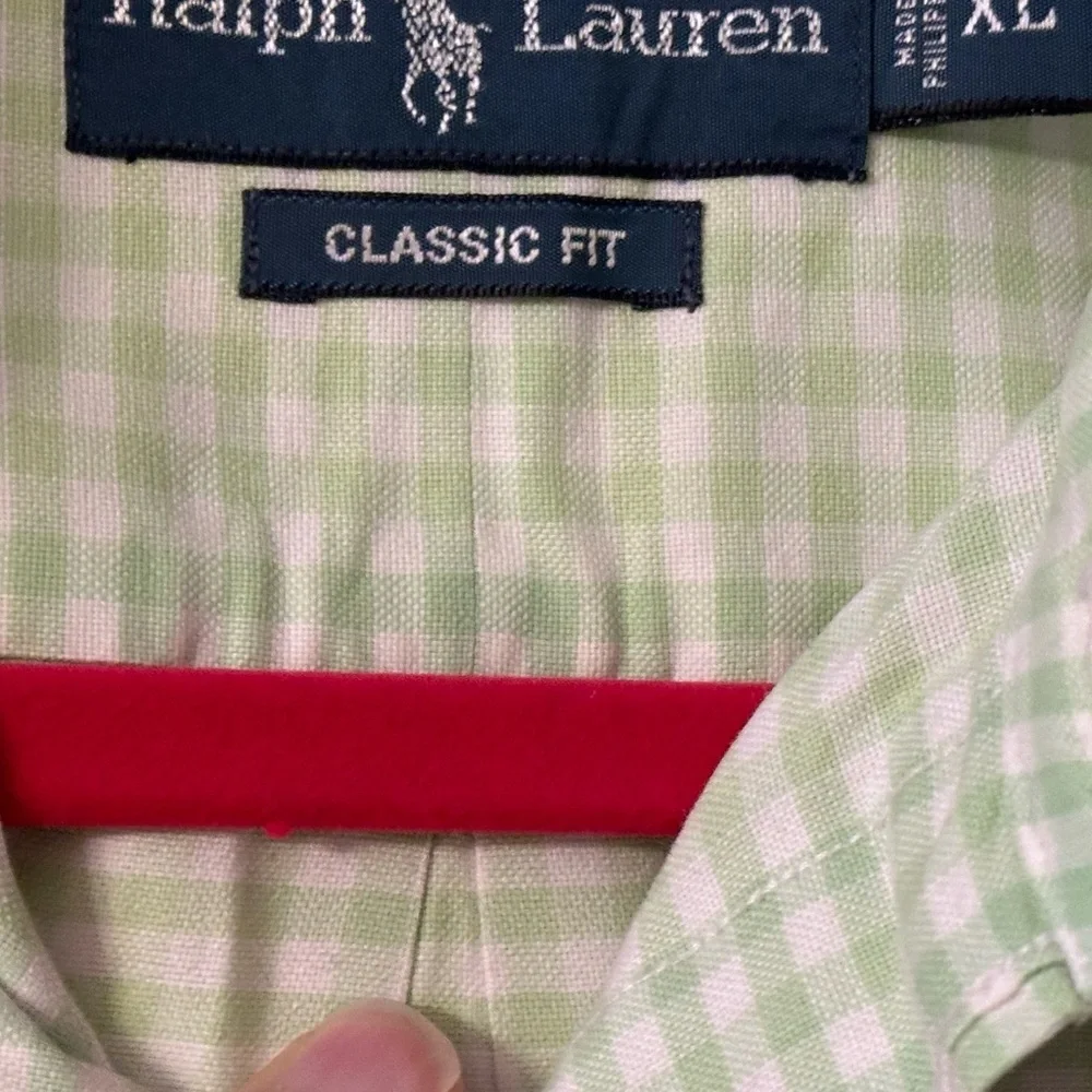Ralph Lauren Light Green Gingham Shirt Aize XL